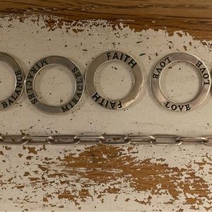 Sterling Silver Chain and 5 Inspirational rings